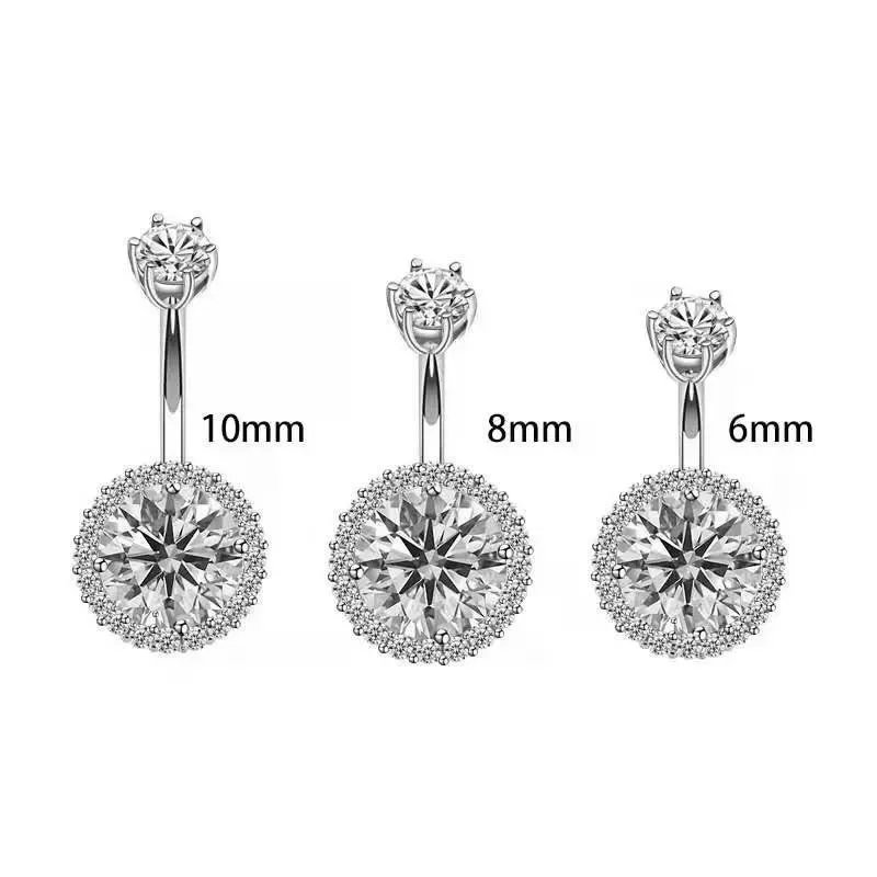 925 Sterling Silver Navel Belly Button Rings for Women moissanite belly button piercing