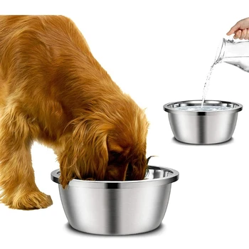 Ciotole per Cani in Acciaio Inox 20cm 24cm 28cm 30cm, Ciotola Rotonda per Acqua e Cibo per Cani Piccoli, Medi e Grandi, Accessori per Animali Domestici