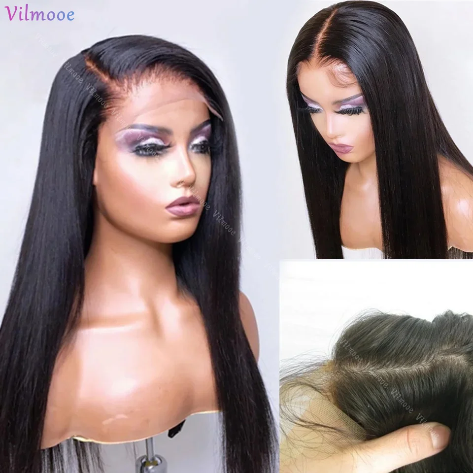 Silky Straight Silk Base 4x4 Silk Top Lace Front Wigs Human Hair Wigs Pre Plucked 180 Density Bone Straight 5x5 Lace Closure Wig