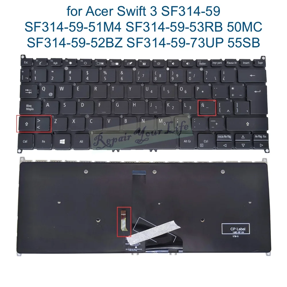 Teclado Retroiluminado para Acer Swift Espanhol la Latin Sf31459 Sf314-59-51m4 Sf314-59-53rb 50mc Sf314-59-52bz Sf314-5973up 55sb - Imagem 6