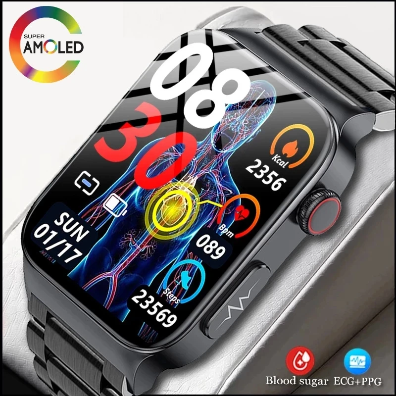 2022-blood-glucose-smart-watch-men-ecg-ppg-heart-rate-blood-pressure