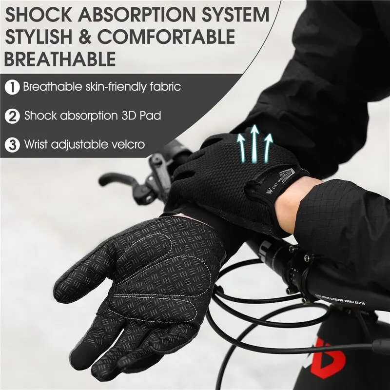 WEST BIKING Summer Cycling Gloves Full Finger MTB Bike Gloves Touch Screen  Non Slip Silicone Palm Driving Riding Gloves - AliExpress