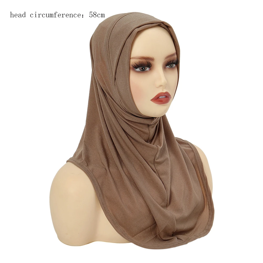 One Piece Amira Hijab Muslim Women Solid Head Scarf Wrap Shawl Pull On Ready To Wear Hijabs Islamic Niab Nikab Instant Headscarf