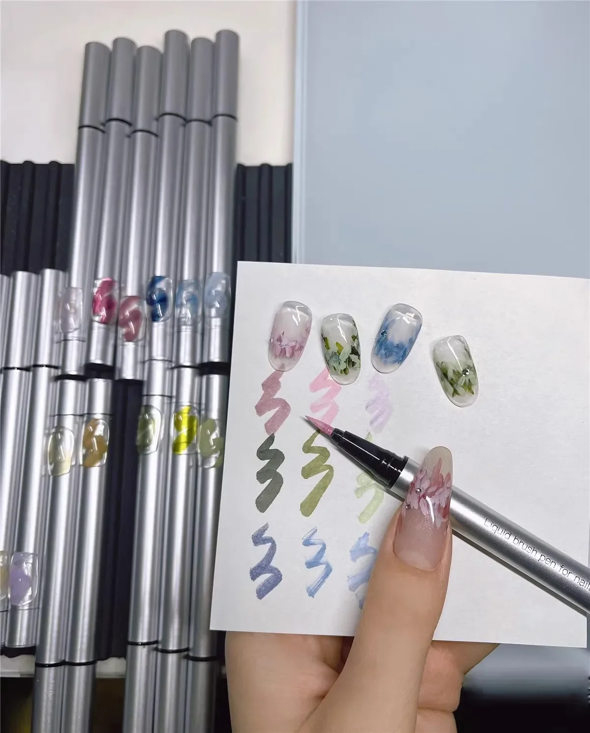 Dinagel 1-18 Color Nail Art Drawing Graffiti Pen Blooming Smoke Manicure Brush Painting Nail Drawing Pen DIY Tool