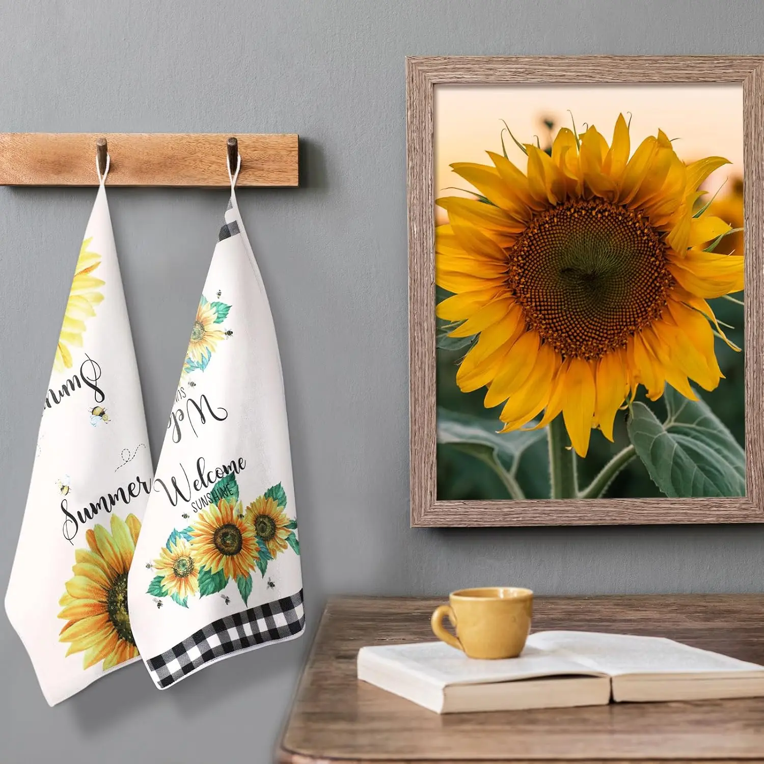 4-pack sunflower napkins, 40 * 60cm flat and stain resistant, suitable for dining and kitchen use 4