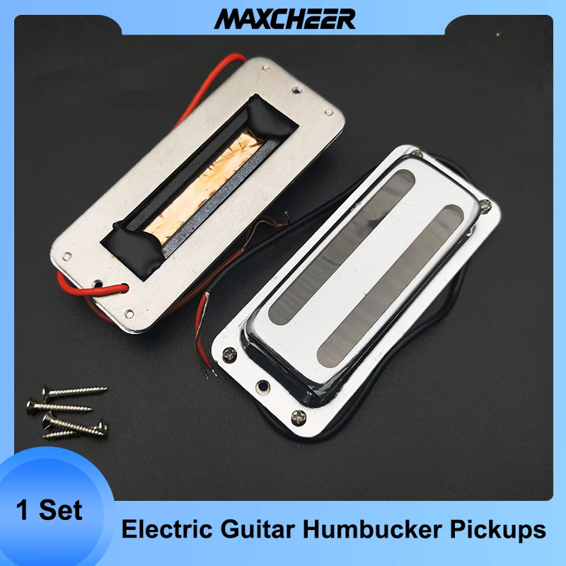 

1Set 6 String Electric Guitar LP Pickups Integrated Humbucker Two Line White Bronze Cover 90x38MM Guitar Pickups Guitar Parts