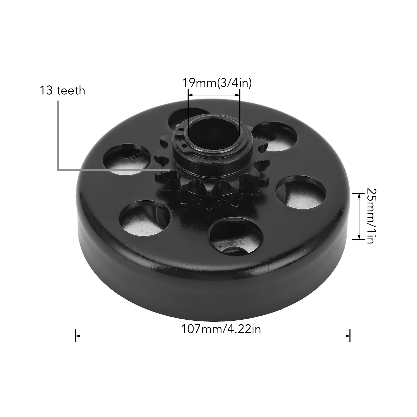 3/4in Bore Go Kart Clutch 13T 428 Chain High Torque Centrifugal Clutch for 3.5 to 7HP 170F Engine Mini Bike