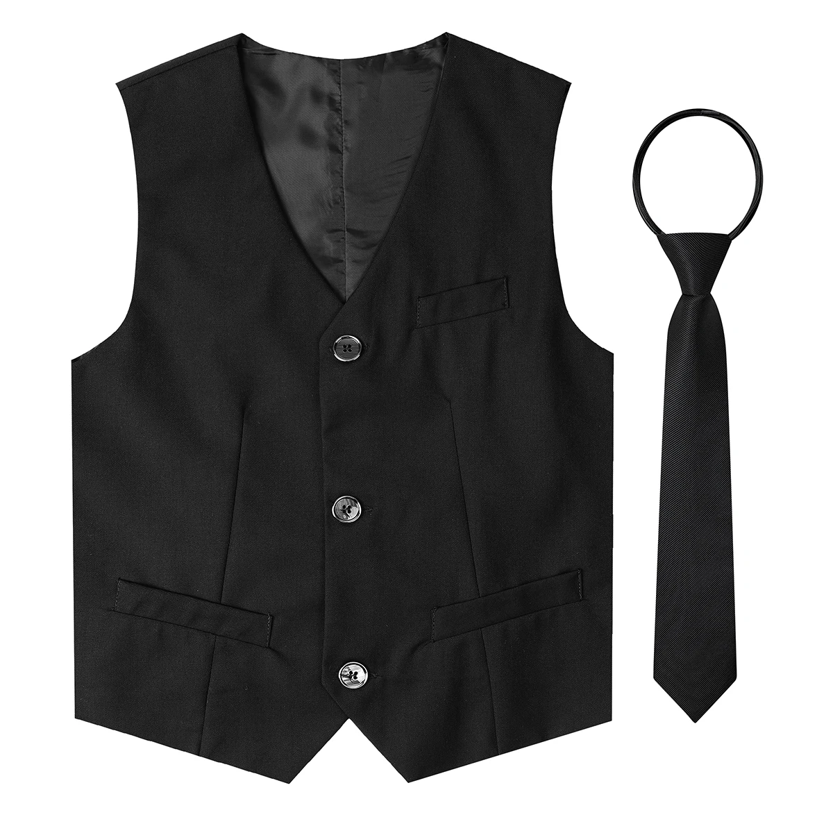 Kids Navy Dress Suit - Black Vest Boys Formal Blazer Toddler Wedding & Party Outfit
