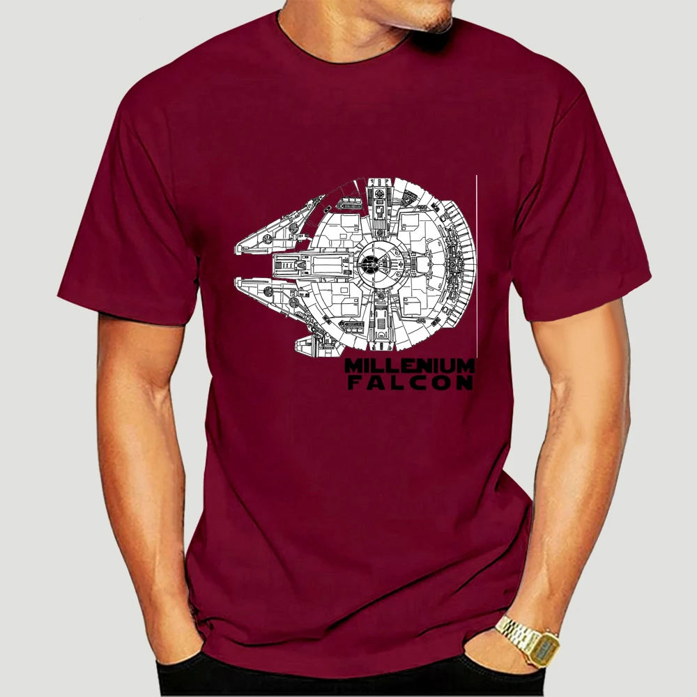 Harajuku Streetwear Shirt Uomo Solo Hans Solo Retro Millenium Falcon Action Grey T Shirt 0759A
