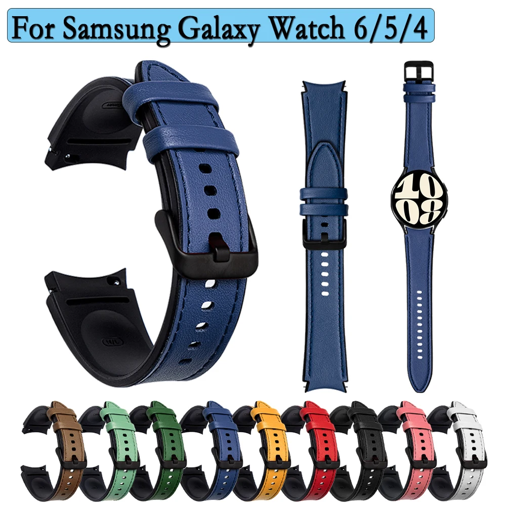 

20mm Genuine Leather Wristband For Samsung galaxy watch 6/5/4 Replacement Straps For Watch 6 Classic 43 47mm Bracelet Belt