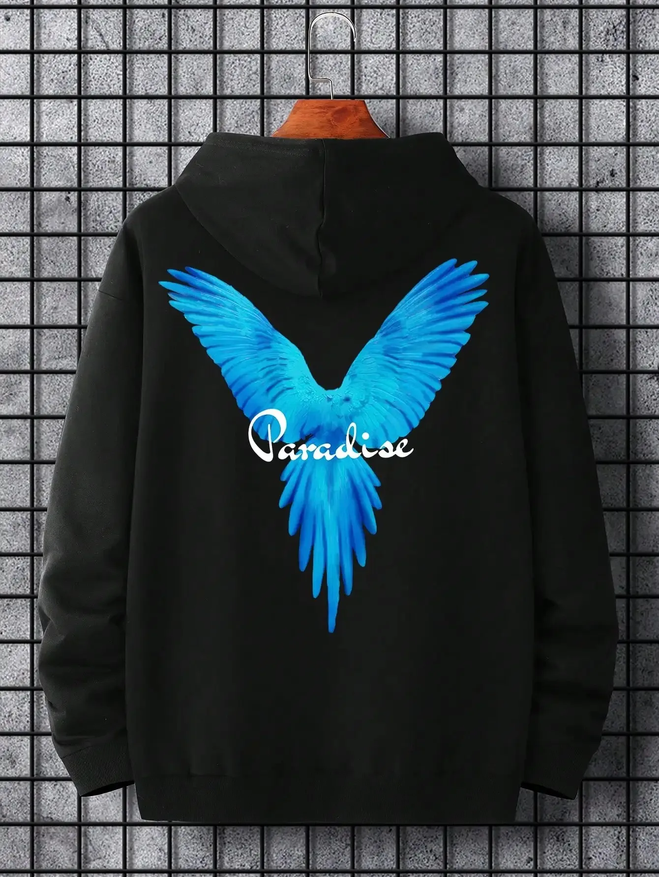 Blue Wing Letter Funny Design Man Hoodie Comfortable Autumn And Winter Hoody Sport Style Clothing Personality New Male Tops