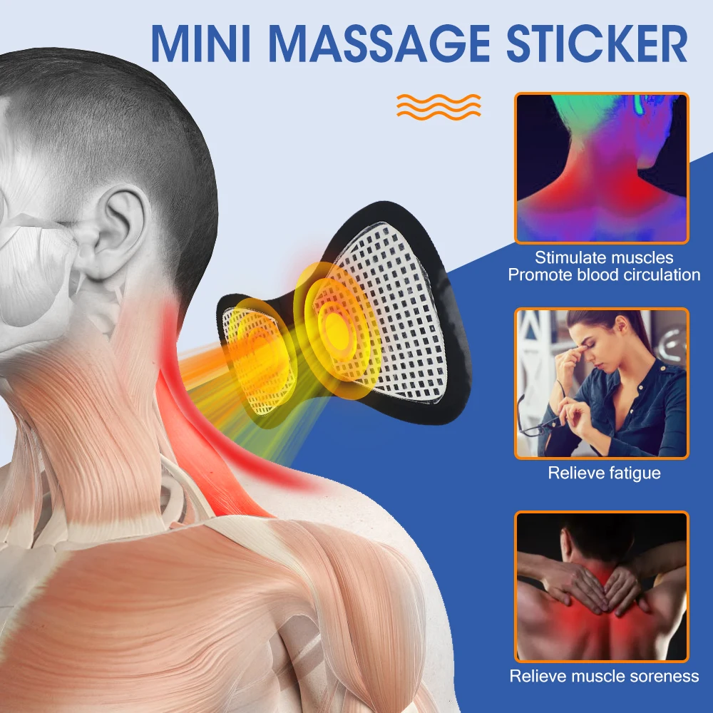 1 Set EMS Neck Massager Electric Cervical Massage Patch 8 Modes Neck Stretcher Back Muscle Stimulator Massage Set With Remote