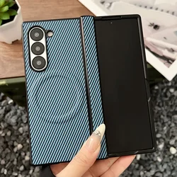 Premium Carbon Fiber Magnetic Hinge Phone Case with Wireless Charging Compatibility for Z Fold 8 Ultra (Blue)