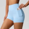 Women Sports Short With PocketedYoga Legging Shorts Squat Proof High Waist Fitness Tight Shorts Quick Drying Cycling Workout Gym