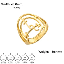 Lilith Symbol Gothic Ring - Vintage Amulet Stainless Steel Jewelry Gift - 8 (Gold Color)