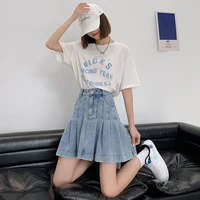 New Summer 2024 Plus Size Denim Skirt Women High Waist Pleated Large Size A Line Mini Jean Skirt Women Streetwear Saia Hot Sale - Image 4