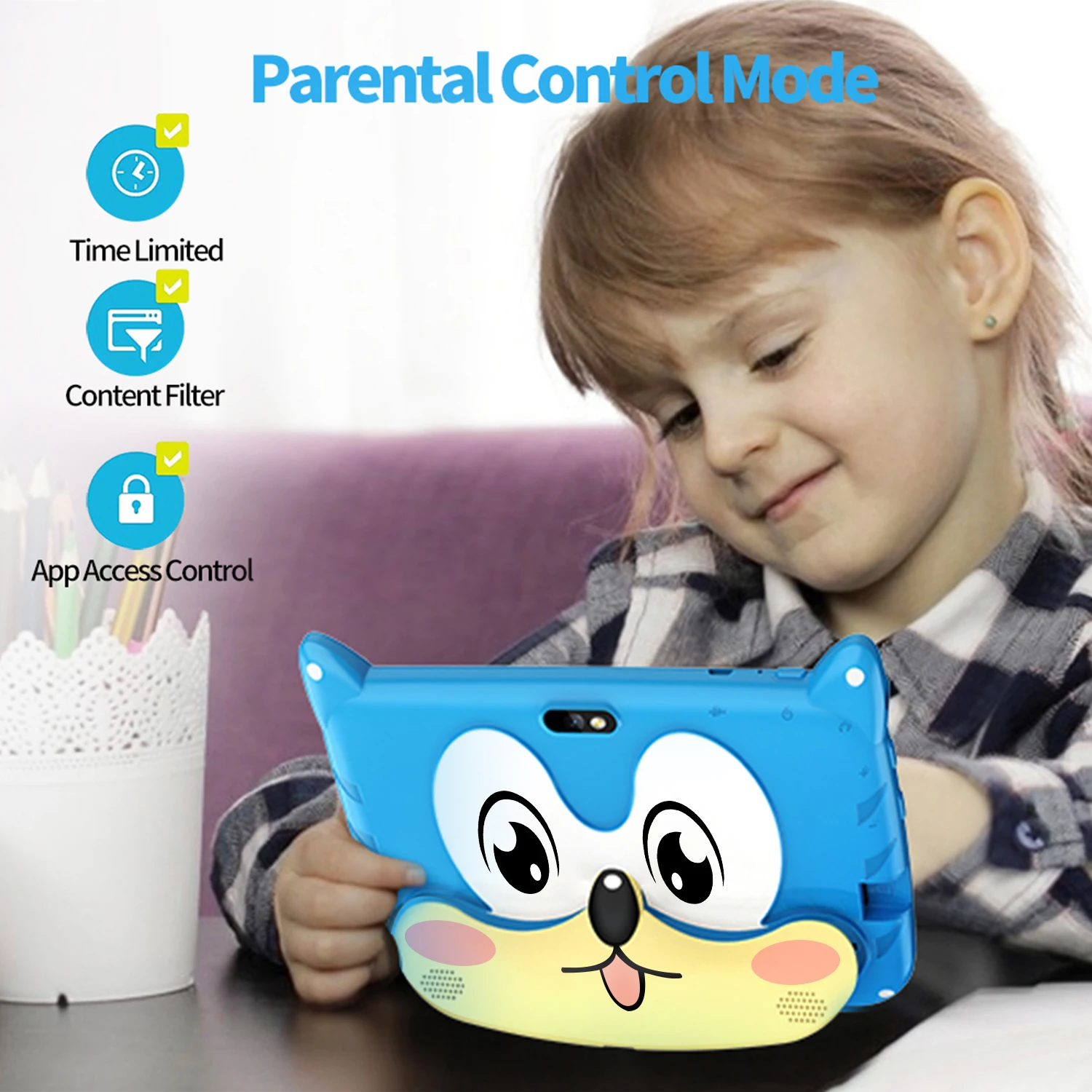 New 7.0-inch 5G WiFi Children's Gift Tablet with 4GB RAM and 64GB ROM Supports Bluetooth, Education, Gaming, Android 9.0 3
