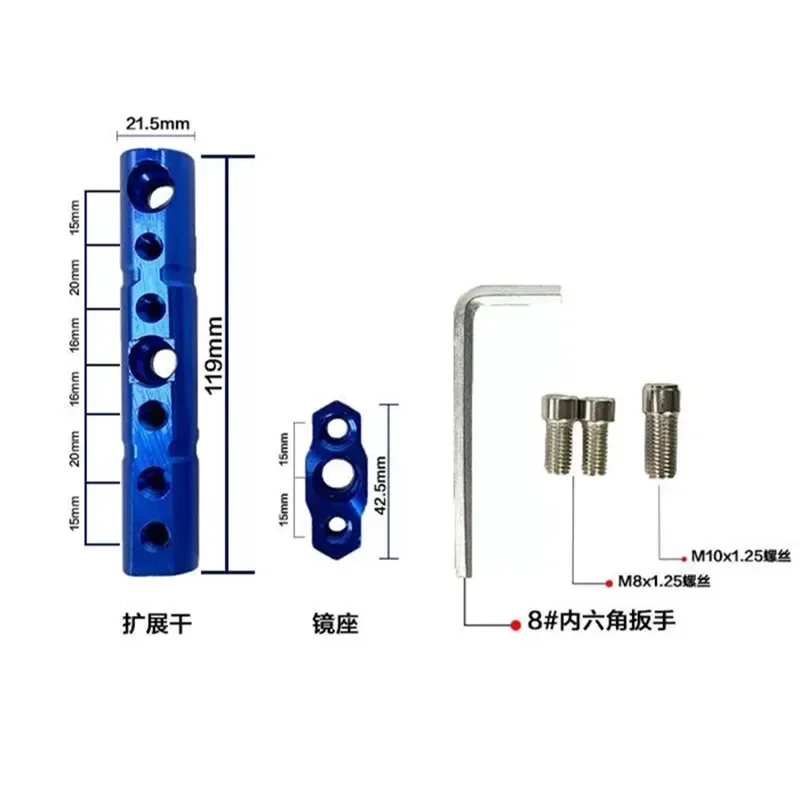 Aluminum Motorcycle Rear View Mirror Extension Mount Bracket Holder Universal 8mm&10mm Mirror Mount Riser for Motorbike Scooter