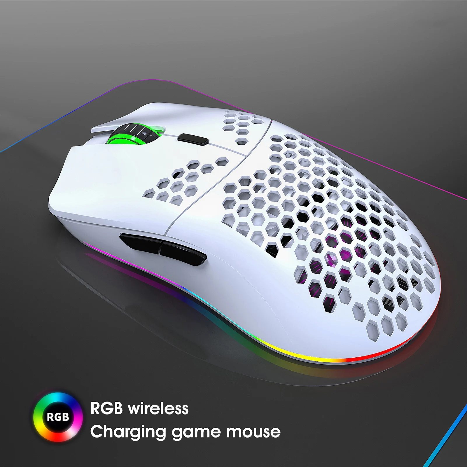Gaming Mouse Wireless Mouse Wireless Gaming Mouse Ergonomic Mouse HXSJ T66 RGB 2.4G Wireless Gaming Mouse RGB Lighting Charging Mouse with Adjustable DPI Ergonomic Design for Desktop Laptop
