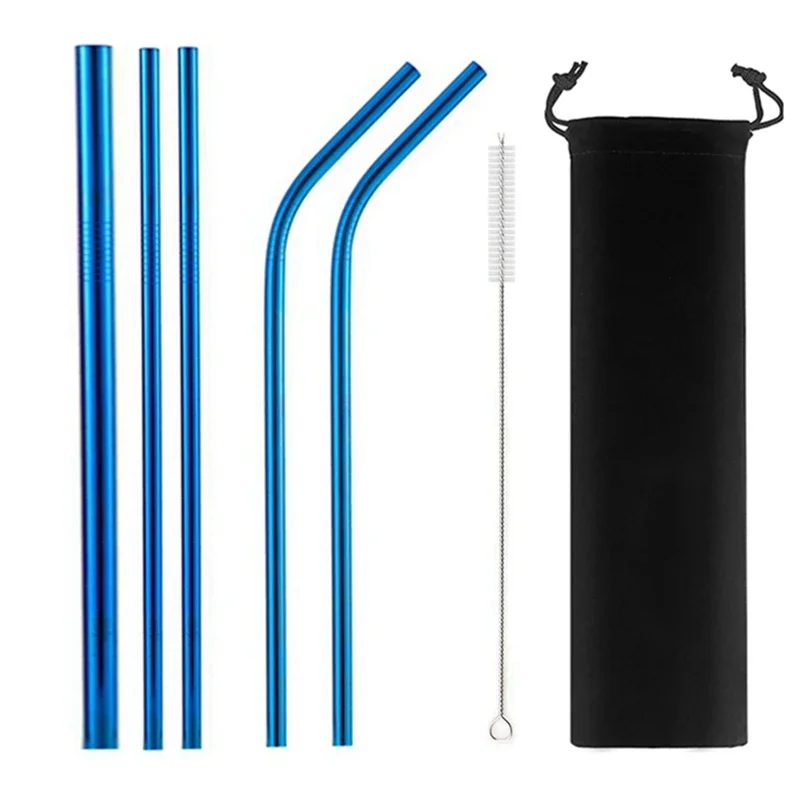 Eco-Friendly Stainless Steel Reusable Straw Set with Cleaning Brushes