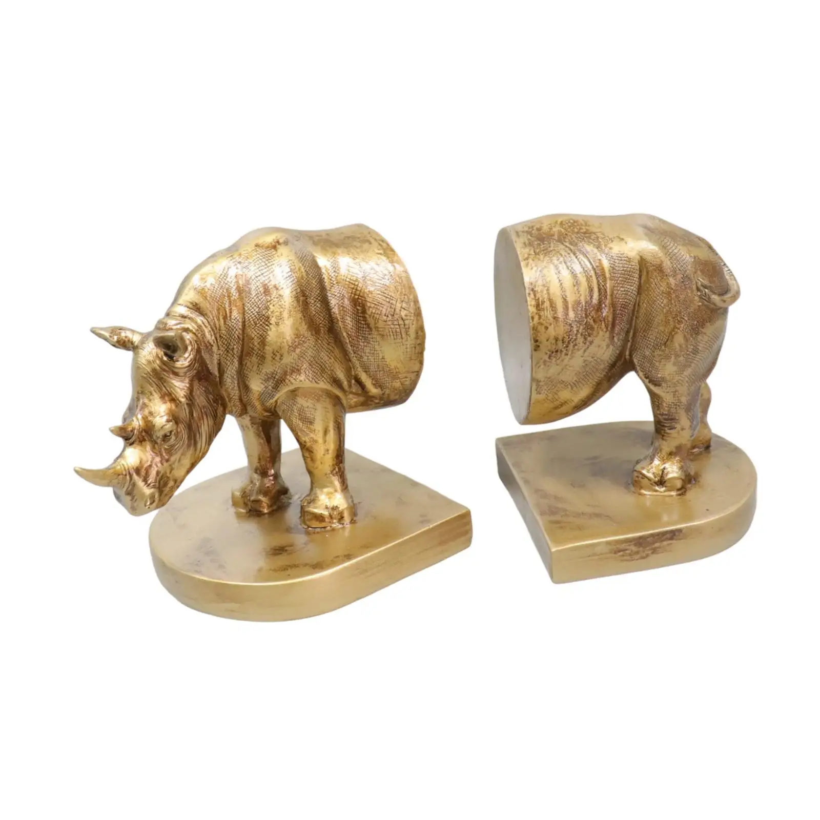 2x Decorative Bookends Book Stand Multifunctional Functional Rhino Statues Rhino Bookends for Coffee Tables Living Room
