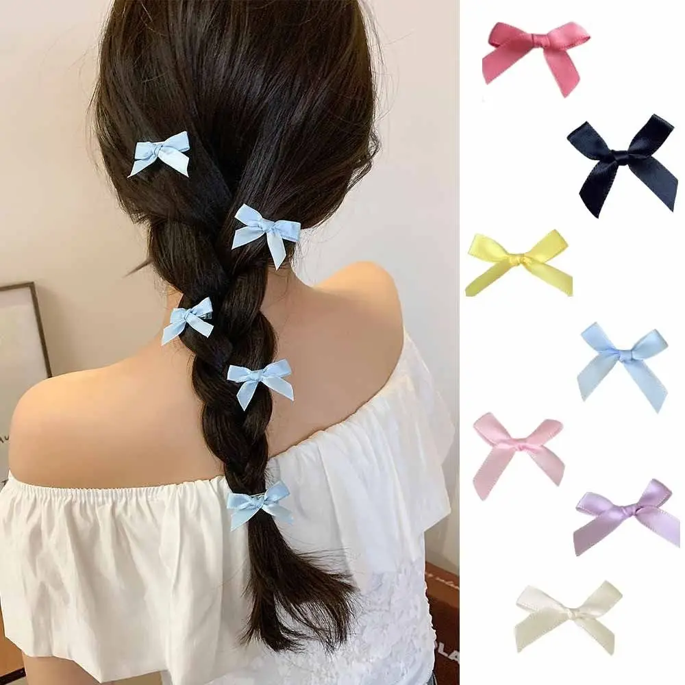 Description Picture 2 of item1PC Sweet Bowknot Hair Clips Headdress Ribbon Hair Accessories Multicolor Barrette Mini Headwear Bow Hairpin Girls