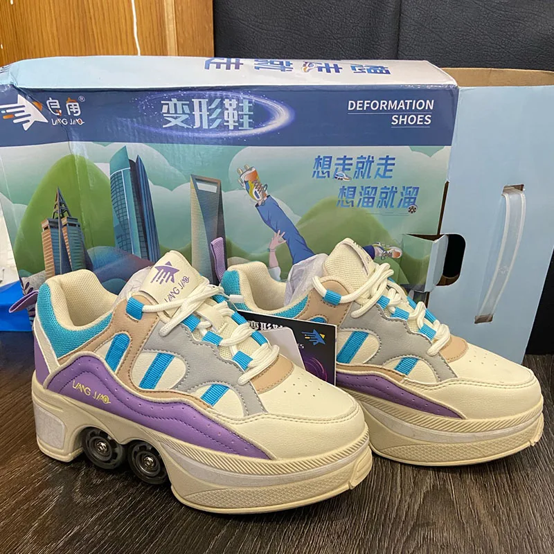 Description Picture 4 of itemWomen Deformation Parkour Shoes 4 Wheels Rounds Of Running Shoes For Kids Adults 2023 Sneakers Deformation Roller Skating Shoes