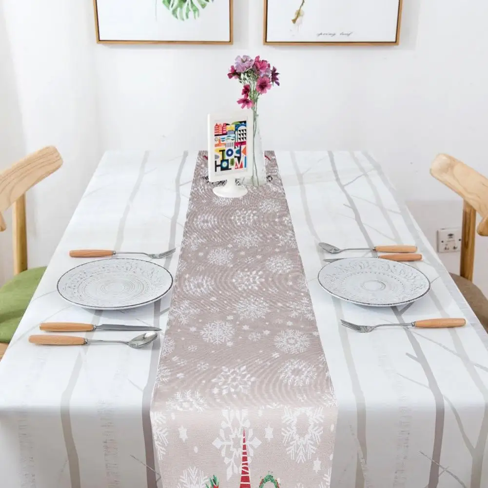 

Durable Table Runner Festive Snowflake Gnome Print Table Runner Durable Exquisite Christmas Decor for Home Festival Grid Pattern