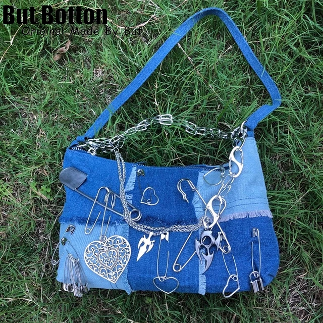 Y2K Denim Metal Punk Heart pin Underarm Bag Women Girl Hip hop Rock Single  Shoulder bag Handbag 2022 trend Shoulder Bags Tote - AliExpress