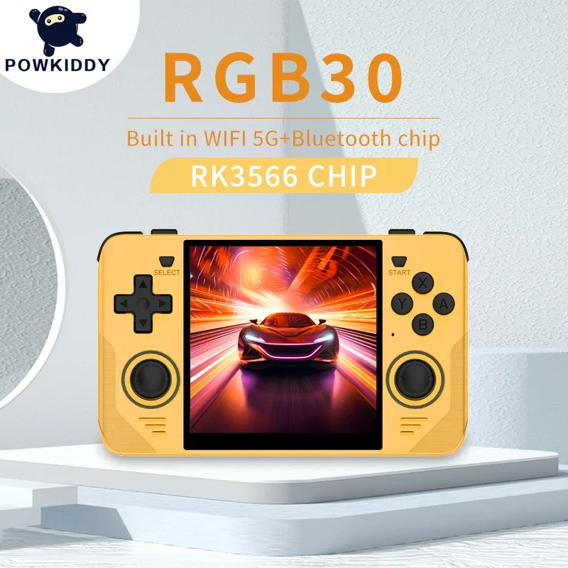 POWKIDDY RGB30 Retro Pocket 720*720 schermo Ips da 4 pollici WIFI integrato RK3566 Console di gioco portatile Open-Source regali per bambini
