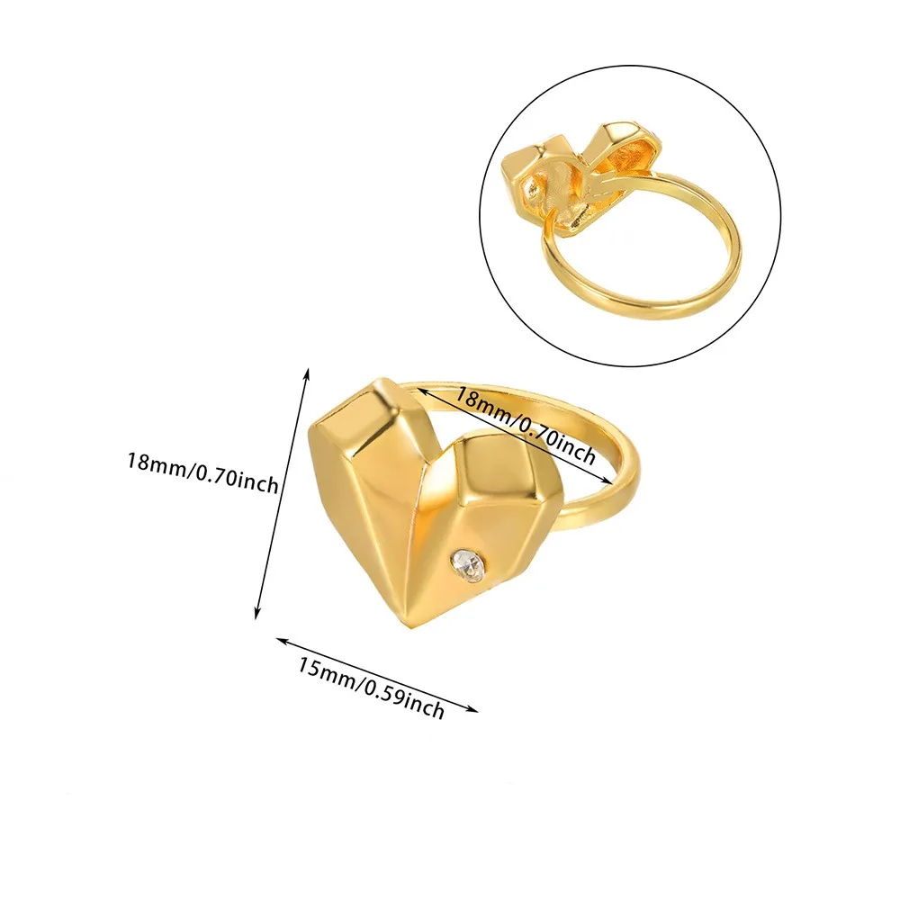 Zircon Heart Diamond Rings For Women Men Gold Plated Stainless Steel