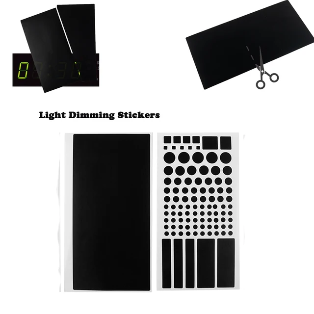 FLANCCI LED Light Blocking Stickers, Light Dimming LED Filters, (2 Sheets) Blackout  Sticker Sheets for Routers, LED Covers Blackout, Dimming 80% to 100% of LED  Lights 