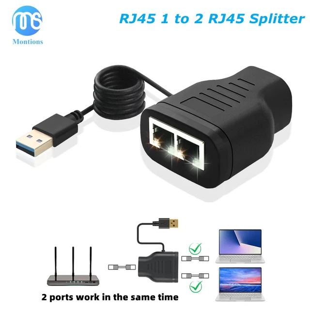 RJ45 Splitter HDmatters Ethernet cable splitter 1 in 2 out Network RJ45  cable Splitter 1 male 2 female out for PC laptop network
