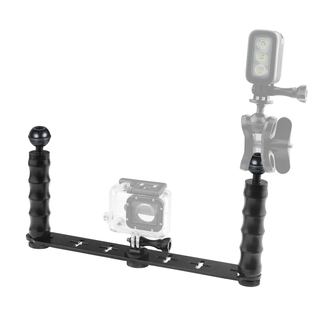 Dual Handheld Diving Selfie Bracket Mount Frame Kit Tray Bracket for GoPro Hero 13 12 11 10 Sjcam Eken Action Phone DSLR Cameras 3