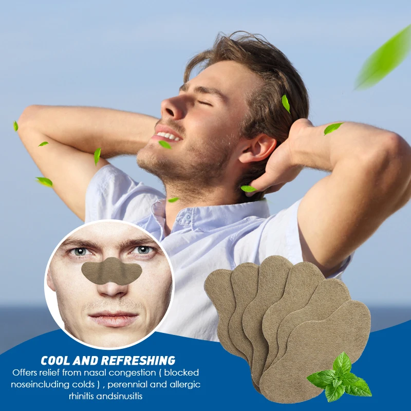 Nasal Patch 10pcs Rhinitis Sinusitis Sticker Anti Snoring Relieve Runny Nose Nasal Congestion Mint Herb MedicalPlaster