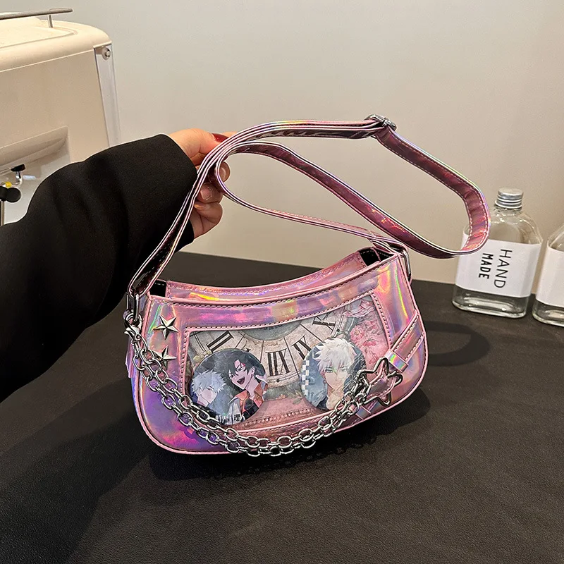 

Винтажная сумка на плечо Y2K, корейская модная сумка-тоут в стиле Харадзюку для подмышек, женские сумки на цепочке, кошельки на молнии, сумочки для женщин
