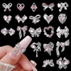 10Pcs Zircon Pink Nail Art Charms 3D Luxury Bow Heart Butterfly Inlaid Pink Diamond Rhinestone Decoration DIY Manicure Parts 1