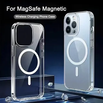 Clear Magnetic Circle Magsafing Case For iPhone 16 15 14 13 12 11 Pro Max XS XR 7 8 Plus Phone Magnetic for Macsafe Cases Cover