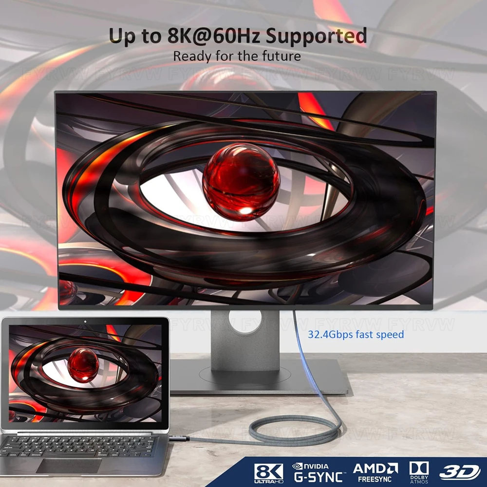 ƺ   ǽ USB C Ÿ DP ̺, ÷ Ʈ ̺, 8K 240Hz, 165Hz