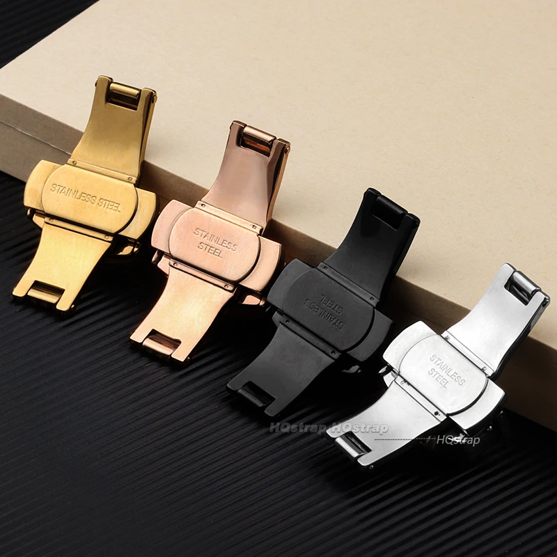 Polished Stainless Steel Butterfly Buckle Watch Clasp Accessory