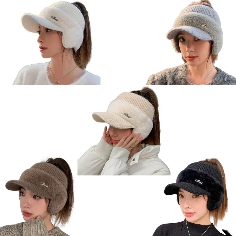 

Prevalent Bomber Hat Ear Flaps Handmade Knit Baseball Hat Winter Ear Warmers Ear Covers for Cold Weather