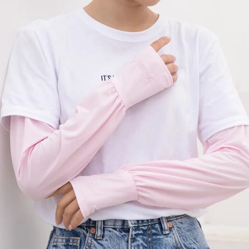 Summer Ice Silk Cuff Loose Sunscreen Windproof Dustproof Sleeves UV Protection Sweating Quick Drying Arm Cover Fingerless Sheath