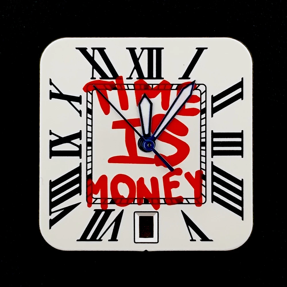 Square Dial 'Time is Money' Customized Watch Face for Premium Watch Accessories