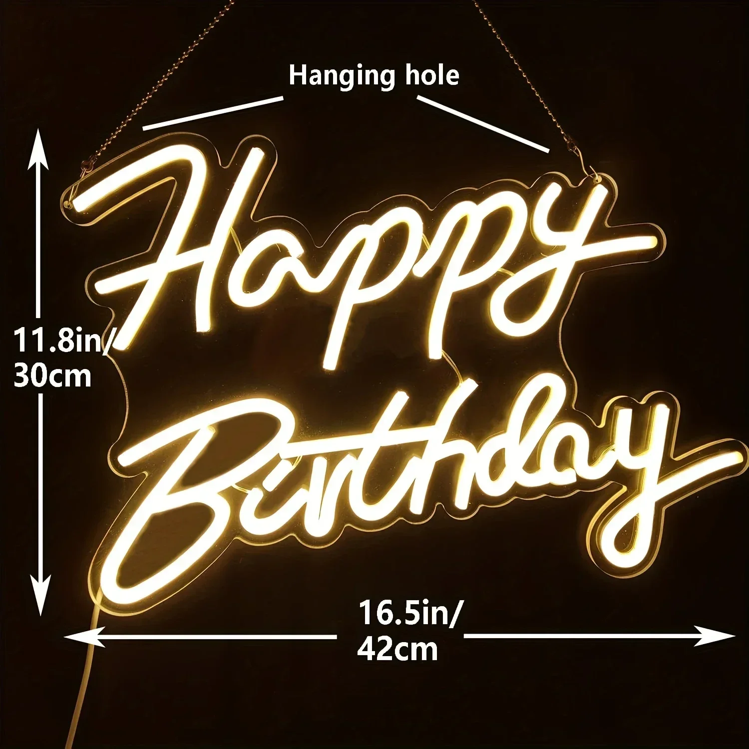Description Picture 4 of itemHappy Birthday Neon Sign For Wall Decor Dimmable Switch LED Neon Light Sign Birthday Party Decoration For Home Room Decor