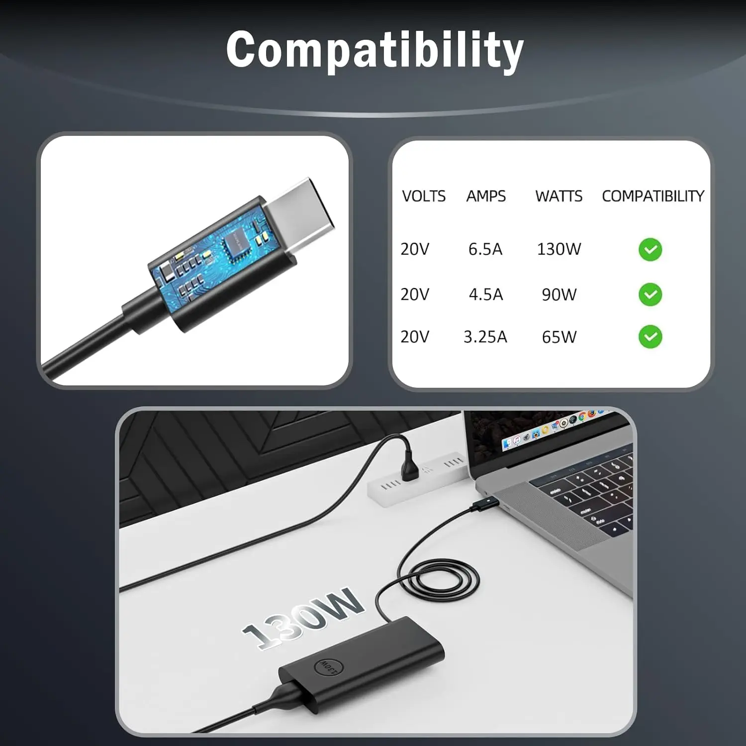 130W USB/TYPE-C 노트북 전원 어댑터 슬림형 (델 XPS15 17, 프리시전 5550 5530, 래티튜드 7410 7310 7210 9410 9510 5420 5520 5510 호환)