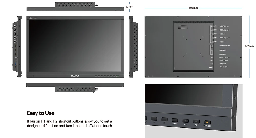 . PVM220S 21.5" Security Monitor 4KHDMI-compatible 3G-SDI USB Type-C full HD Mo
