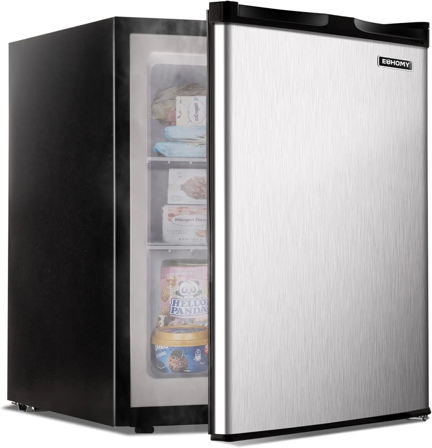 Upright freezer 2.1 Cubic Feet Single Door Compact Mini Freezer with Reversible Stainless Steel Door Removable Shelves