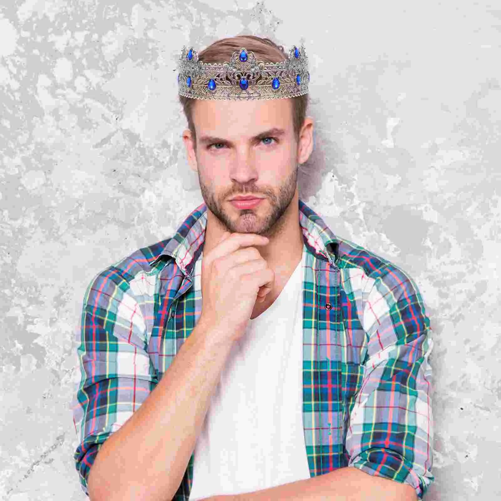 Gothic Costume Crowns Crowns Tiara Crystal Headband Birthday Party Crown Wedding Tiaras Round for Halloween Hair A