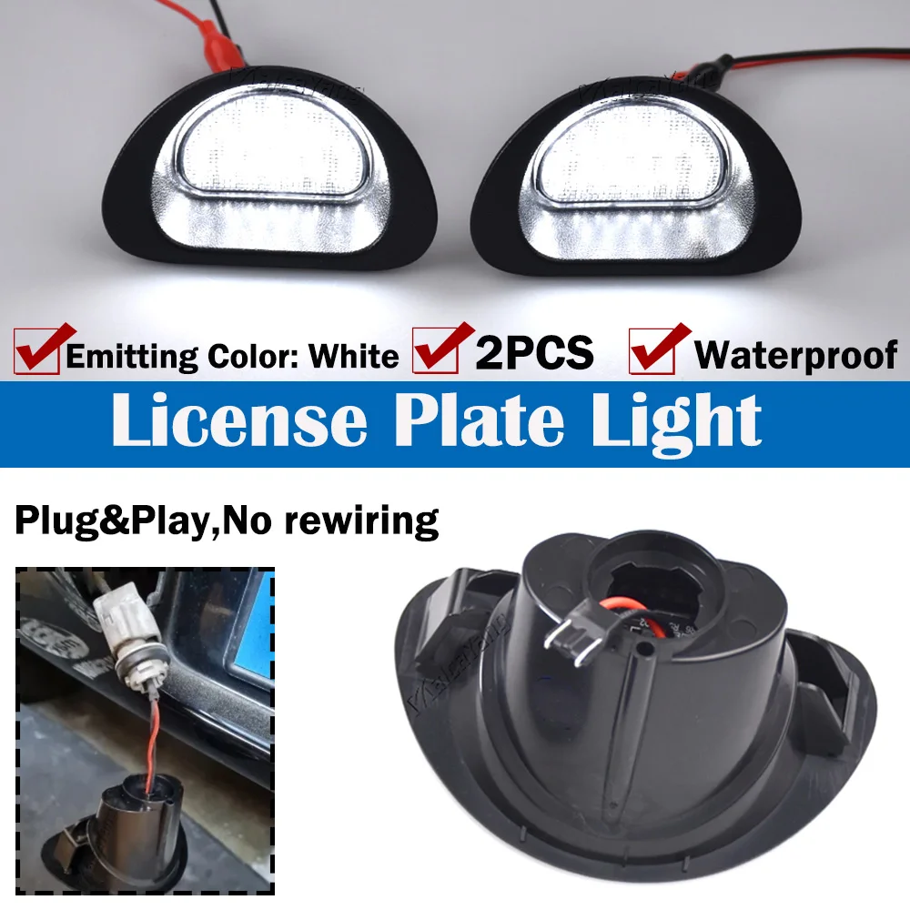 ป้ายทะเบียน LED 2 ชิ้น ไฟสัญญาณ สำหรับ Citroen C1 & Peugeot 107
