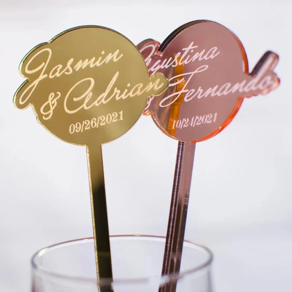 20/50/100Pcs Personalized Drink Stirrers Stir Stick Swizzle Sticks Custom Picks Name Card Wedding Decor Gift 14CM Engrave
